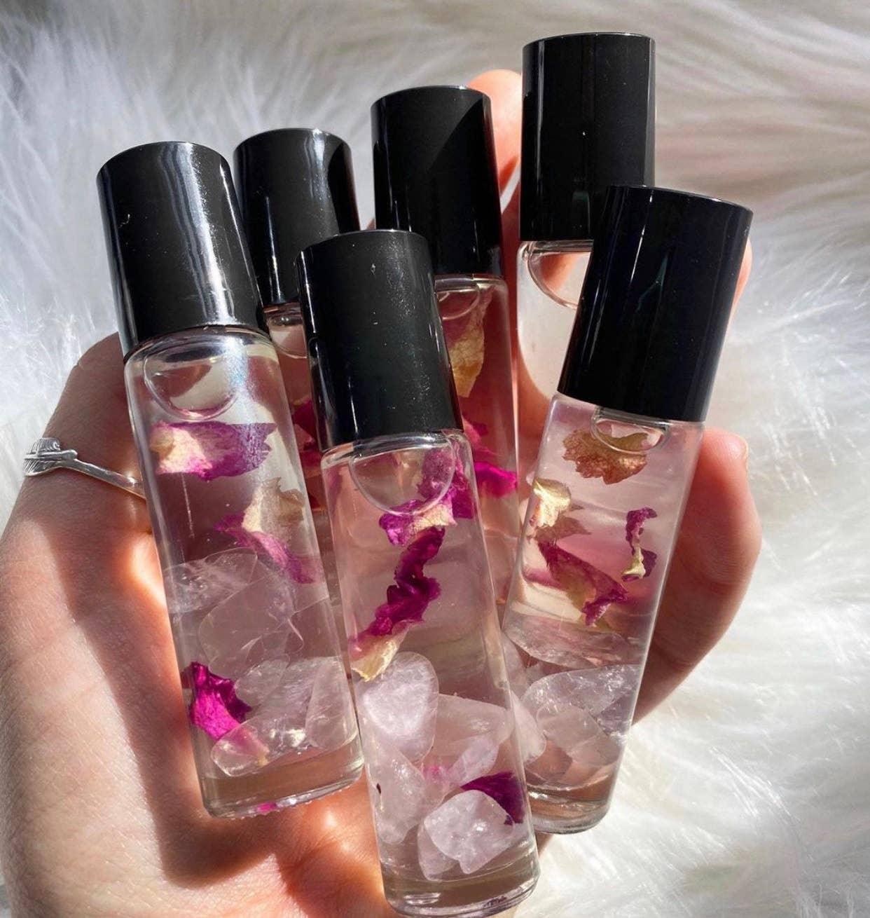 Rose Quartz Crystal Infused Perfume Roller